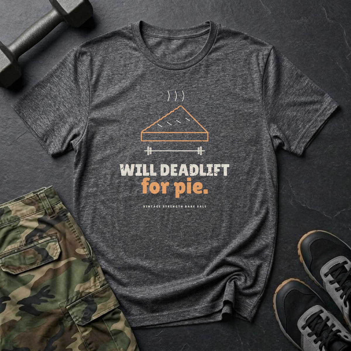 Will Deadlift for Pie T-Shirt in Dark Heather
