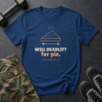 Will Deadlift for Pie T-Shirt in Heather Navy