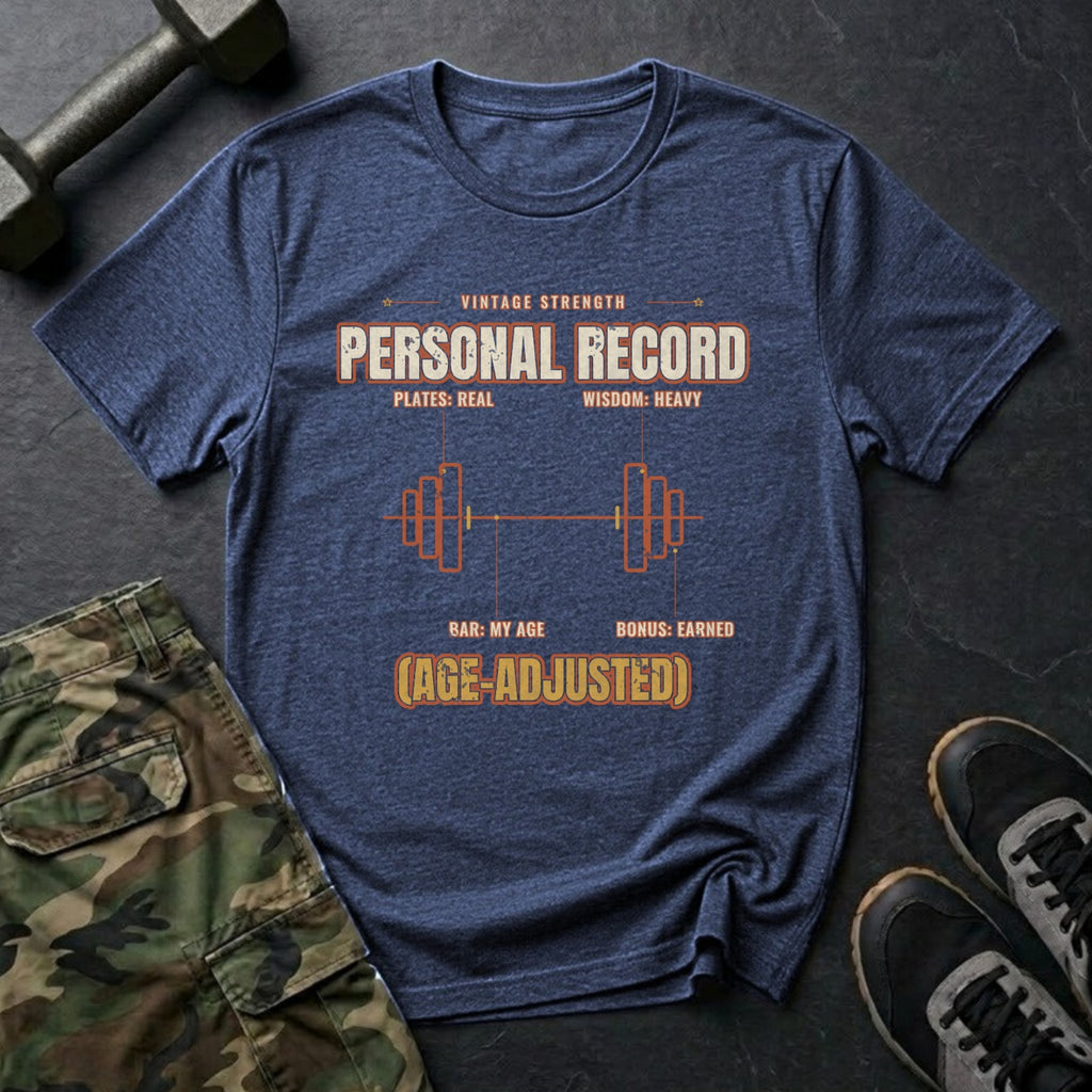 Personal Record (Age-Adjusted) T-Shirt in Heather Navy