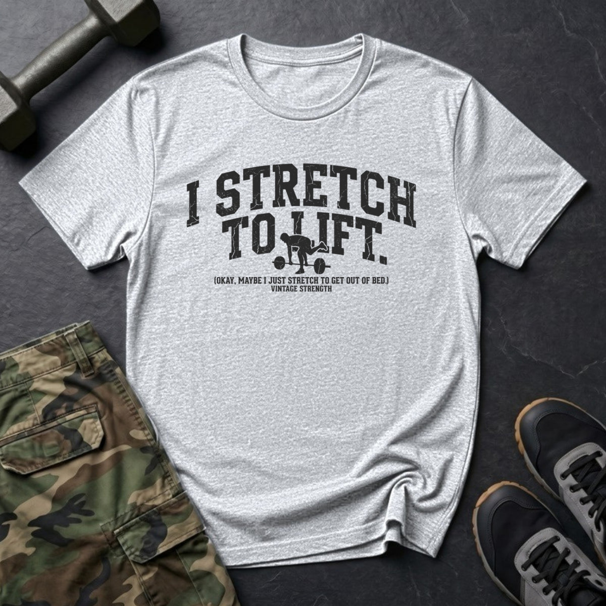 I Stretch to Lift - Mobility T-Shirt in Ice Grey