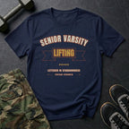 Senior Varsity Lifting: Lettered in Stubbornness T-Shirt in Navy