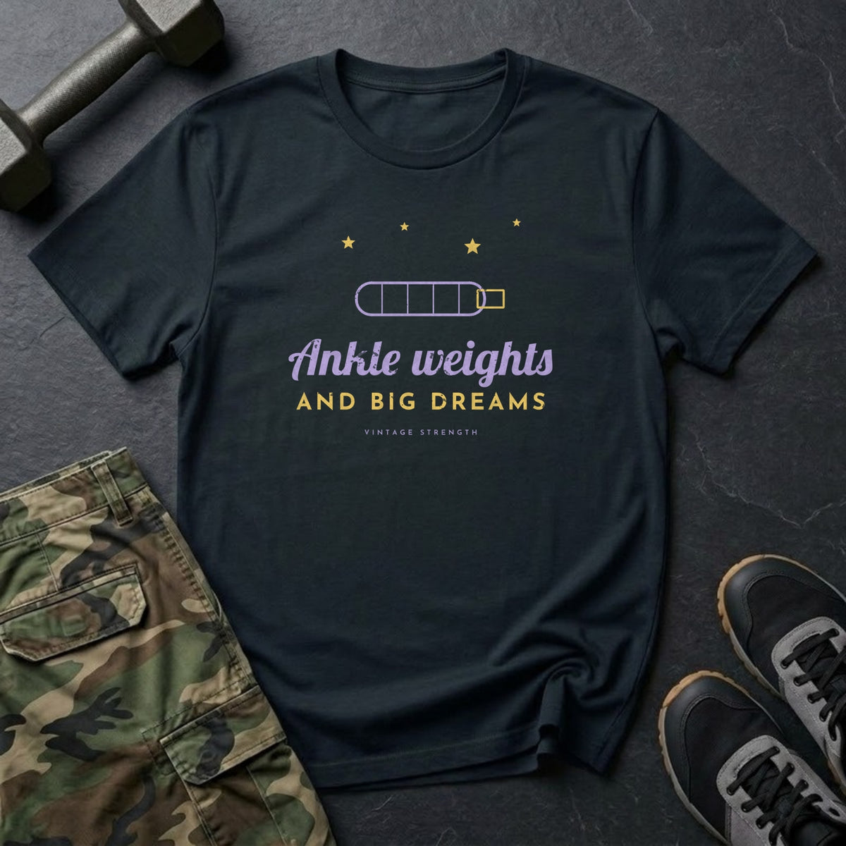 Ankle Weights and Big Dreams T-Shirt in Black