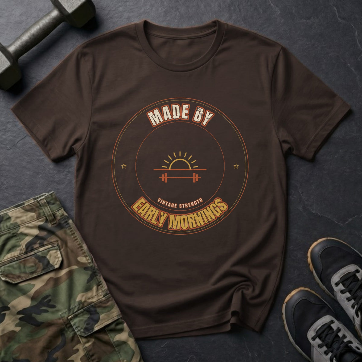 Made by Early Mornings T-Shirt in Dark Chocolate