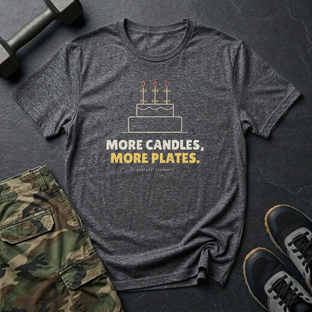 More Candles, More Plates T-Shirt in Charcoal