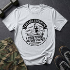 I Stretched Before Coffee - Retro Mobility T-Shirt in Ice Grey