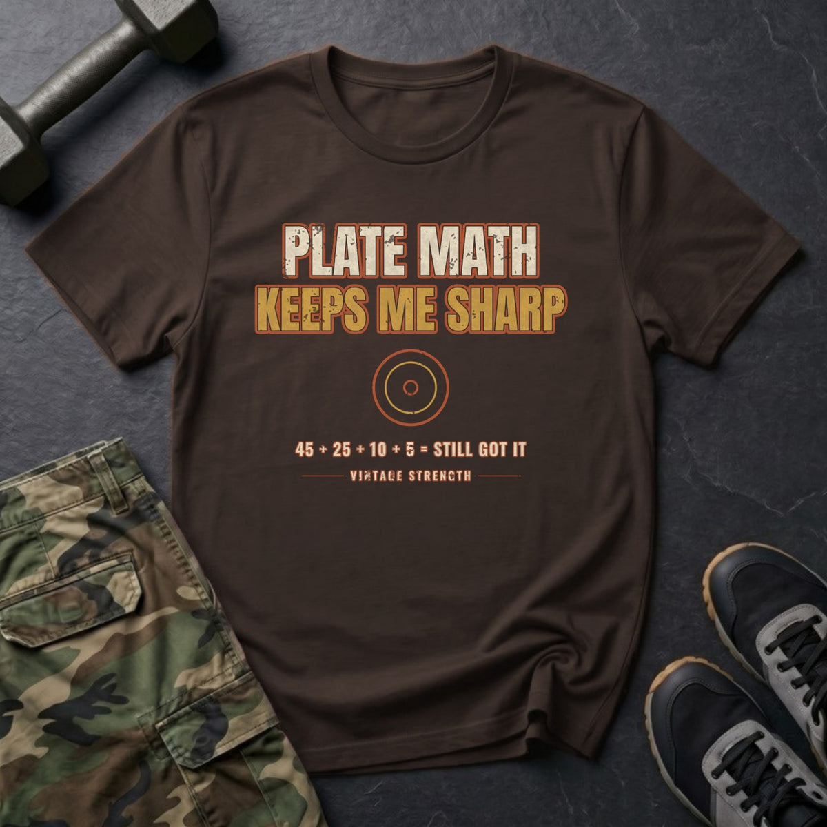 Plate Math Keeps Me Sharp T-Shirt in Dark Chocolate