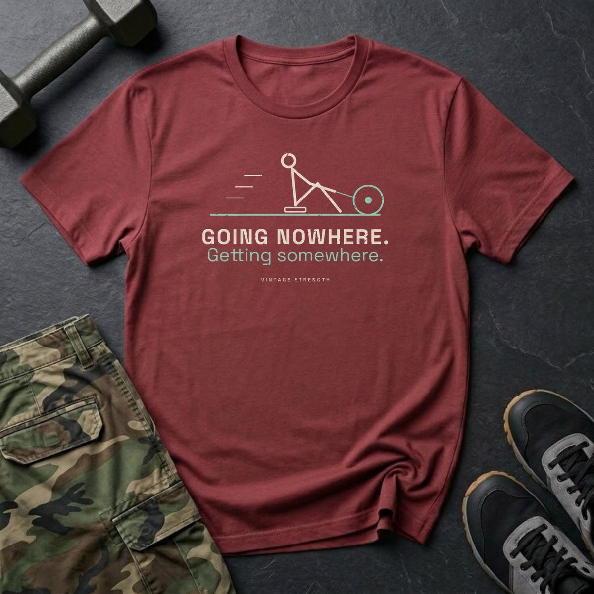 Going Nowhere. Getting Somewhere. T-Shirt in Heather Cardinal