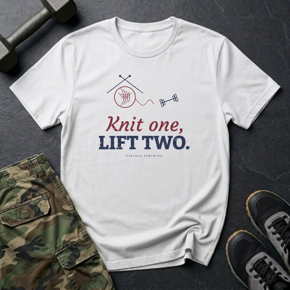 Knit One, Lift Two T-Shirt in White