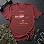 Porch Swing. Kettlebell Swing. T-Shirt in Heather Cardinal