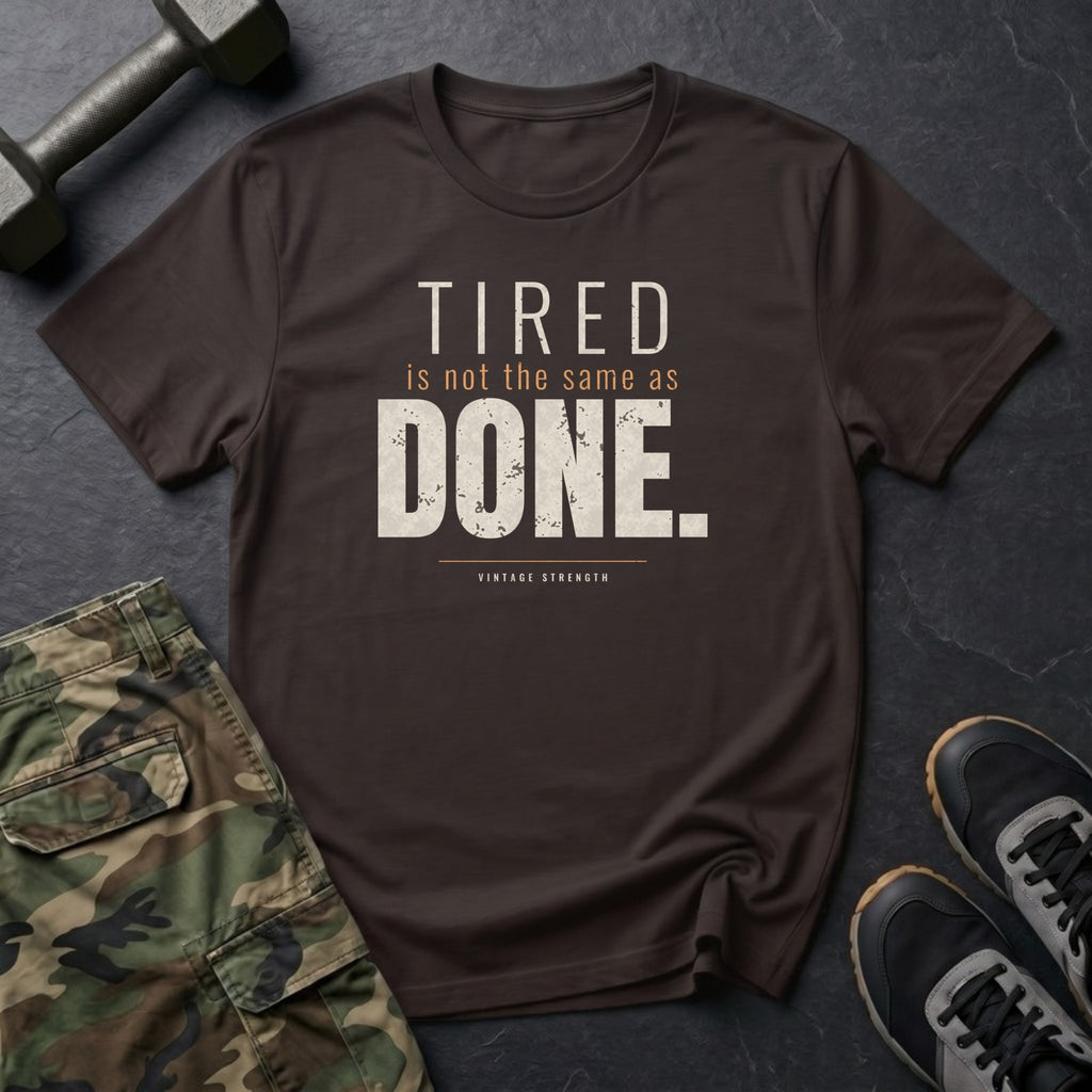 Tired Is Not the Same as Done T-Shirt in Dark Chocolate