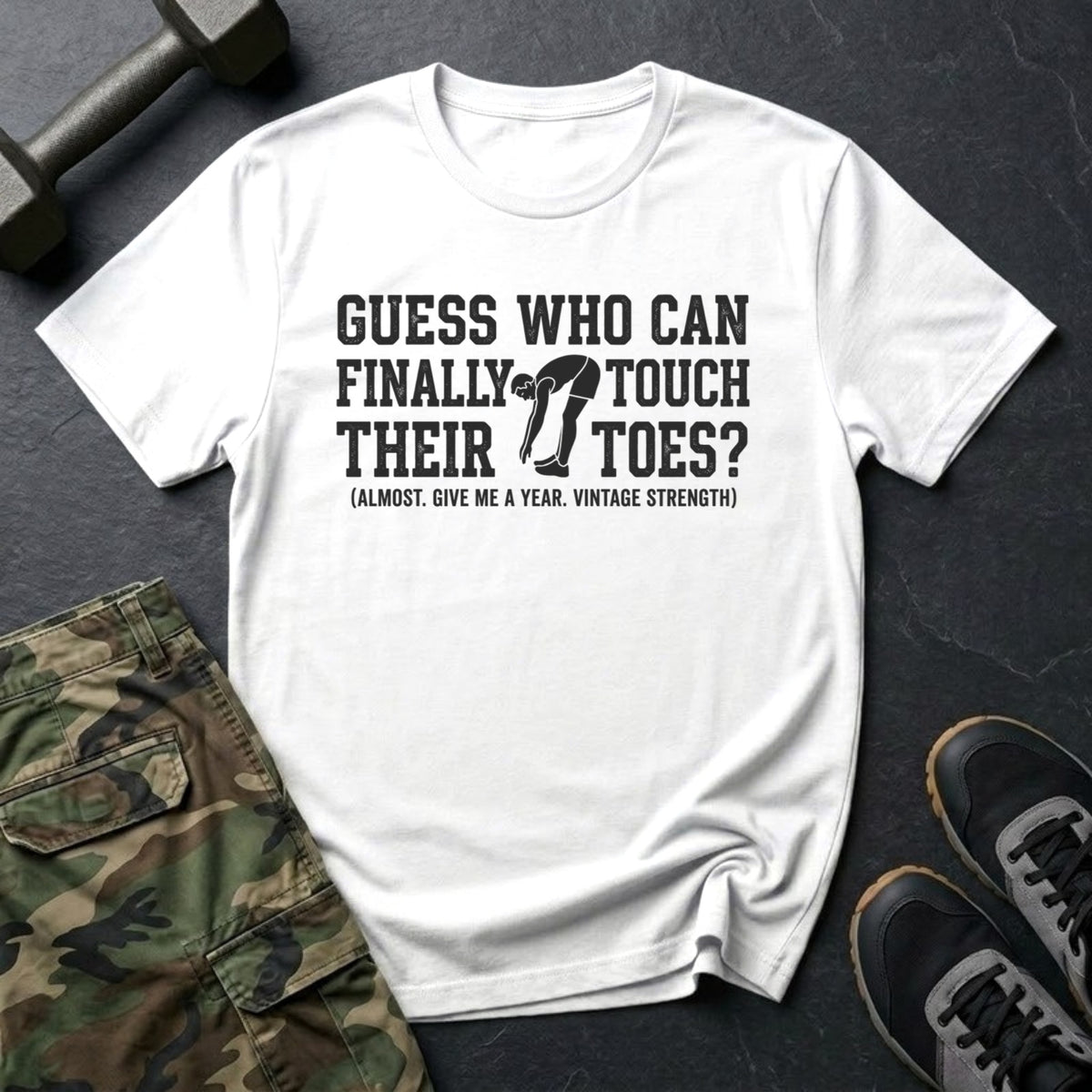 Guess Who Can Finally Touch Their Toes? - Mobility T-Shirt in White