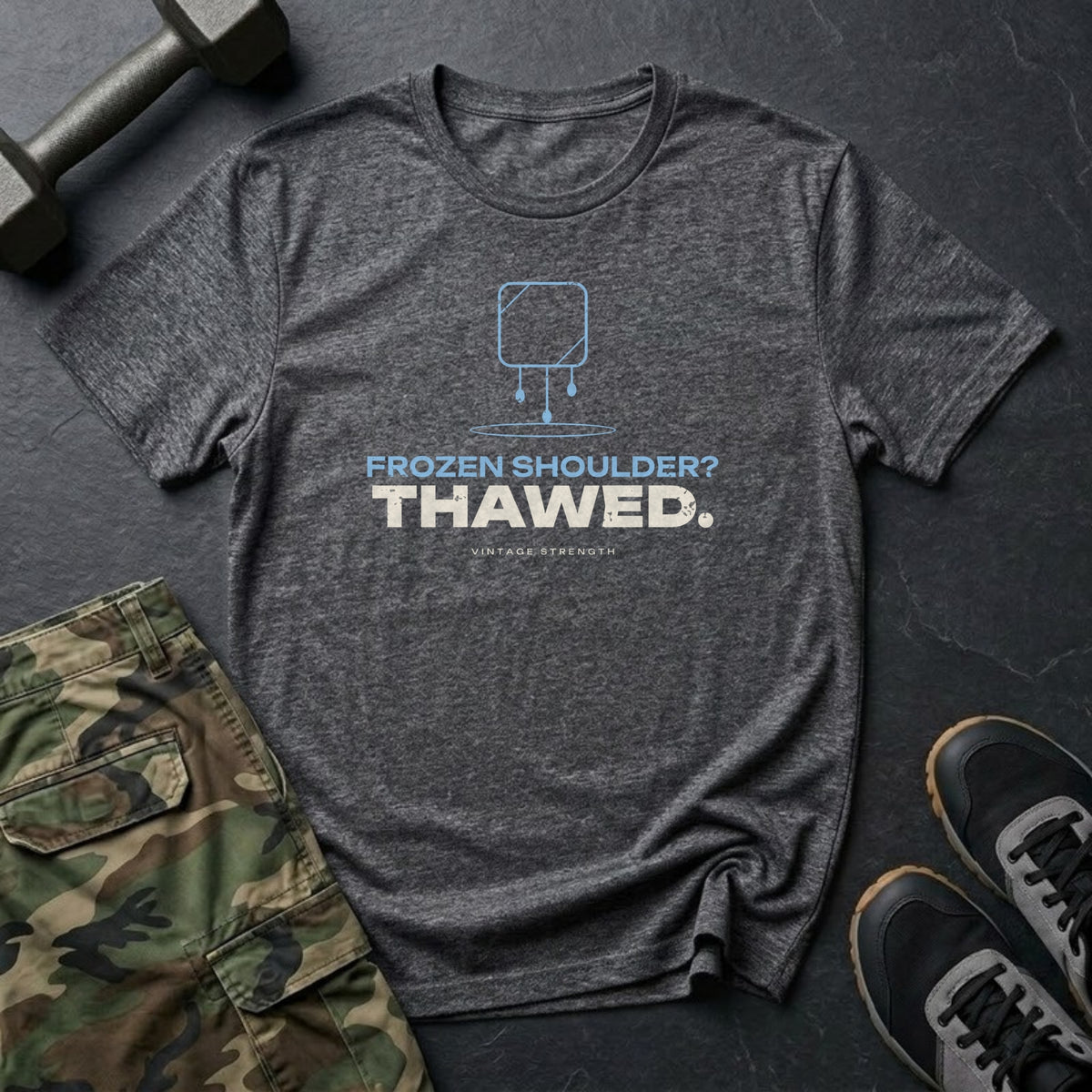 Frozen Shoulder? Thawed. T-Shirt in Charcoal