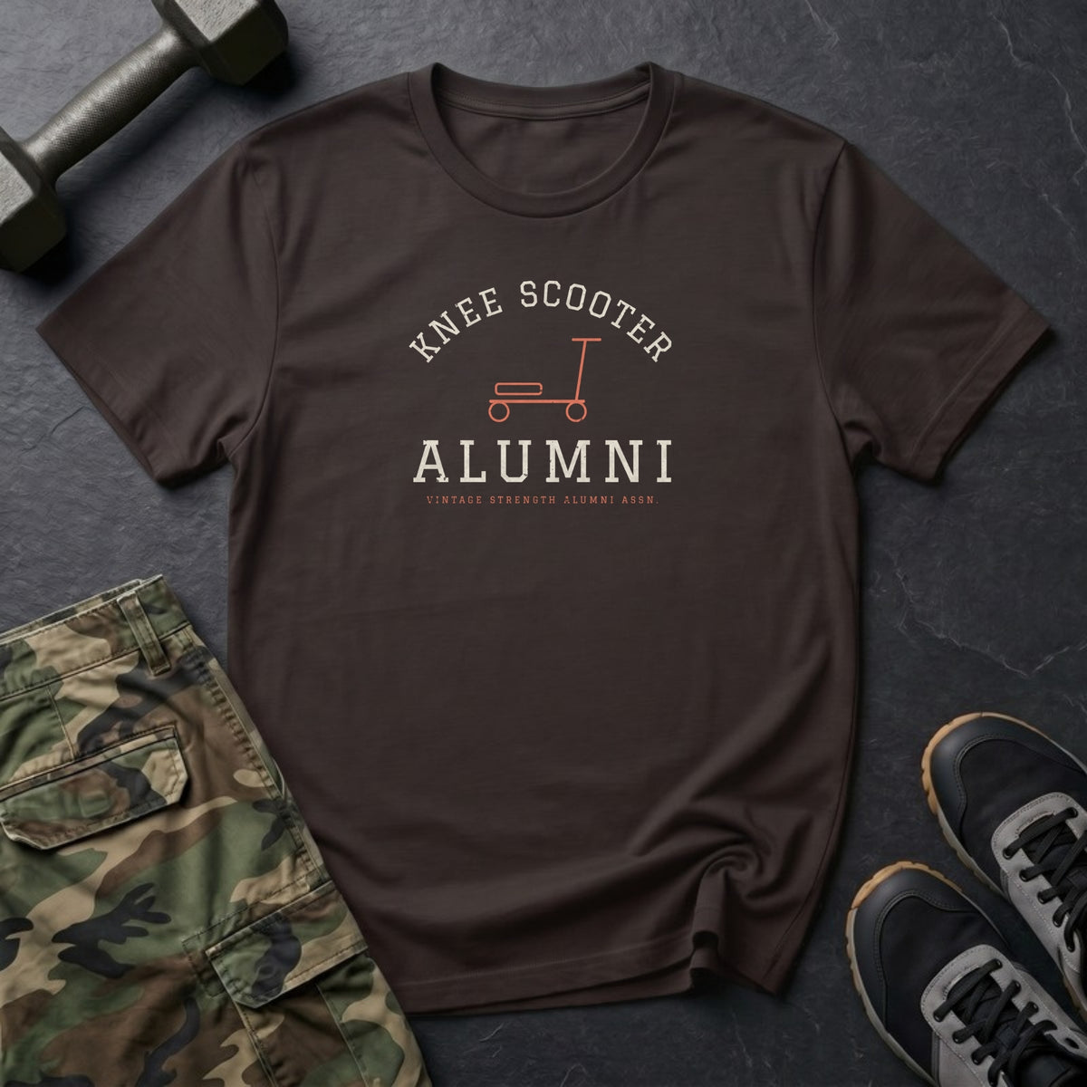 Knee Scooter Alumni T-Shirt in Dark Chocolate