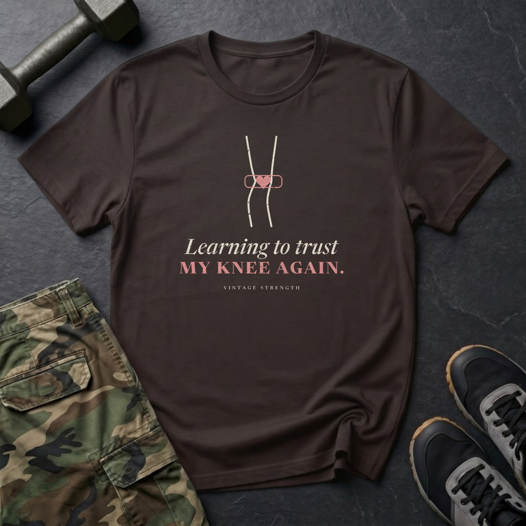 Learning to Trust My Knee Again T-Shirt in Dark Chocolate