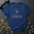 Learning to Trust My Knee Again T-Shirt in Heather Navy
