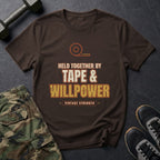 Held Together by Tape and Willpower T-Shirt in Dark Chocolate