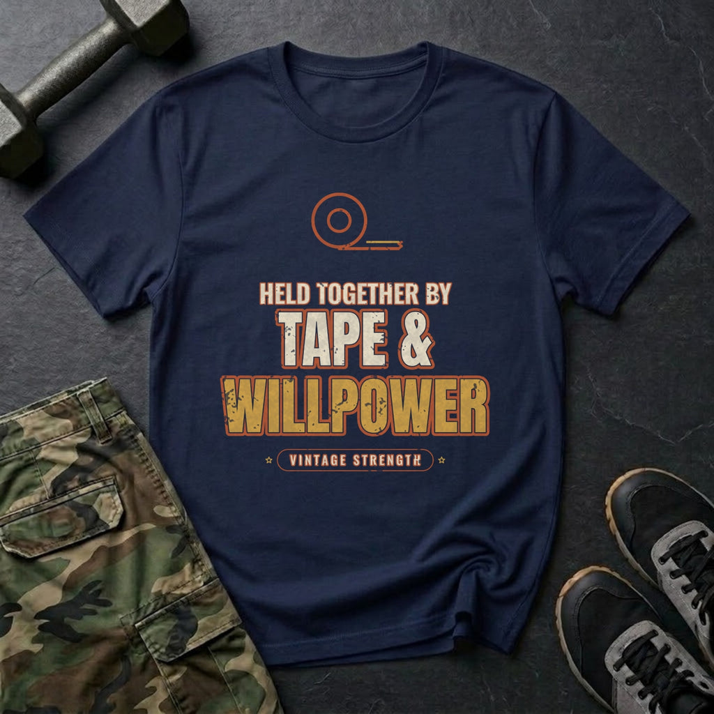 Held Together by Tape and Willpower T-Shirt in Navy