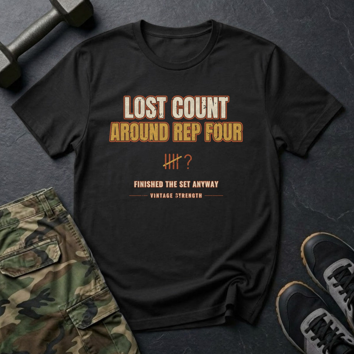 Lost Count Around Rep Four T-Shirt in Black