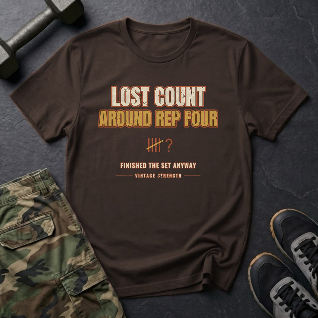 Lost Count Around Rep Four T-Shirt in Dark Chocolate