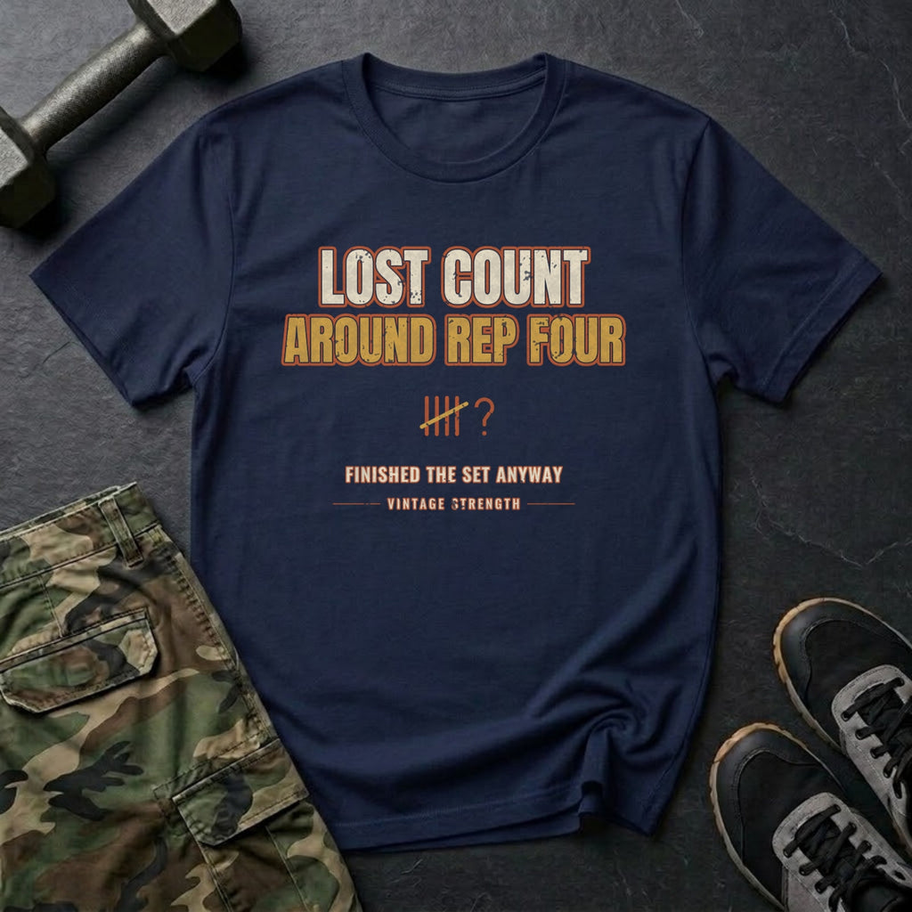 Lost Count Around Rep Four T-Shirt in Navy