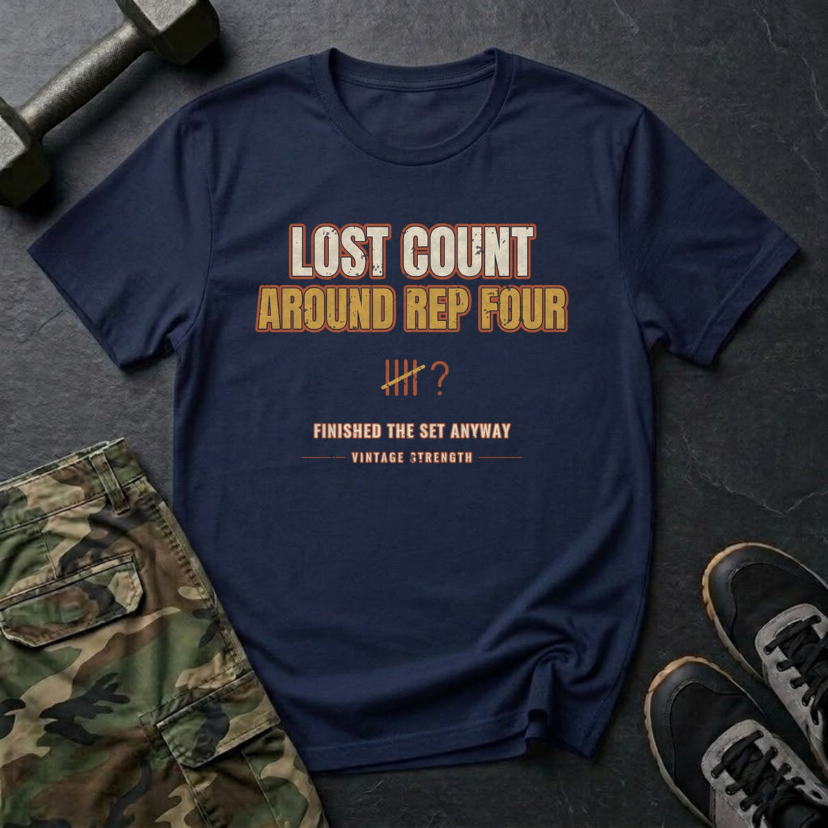 Lost Count Around Rep Four T-Shirt in Navy