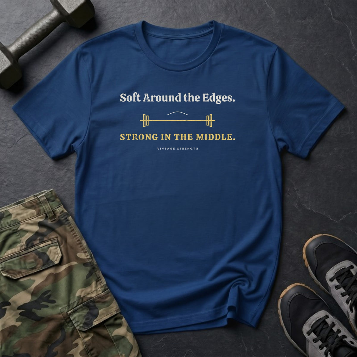 Soft Around the Edges. Strong in the Middle. T-Shirt in Heather Navy