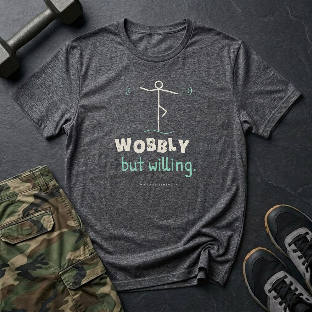 Wobbly but Willing T-Shirt in Dark Heather