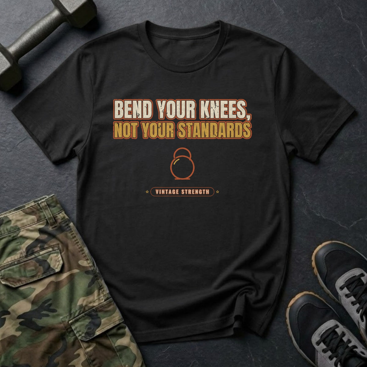 Bend Your Knees, Not Your Standards T-Shirt in Black