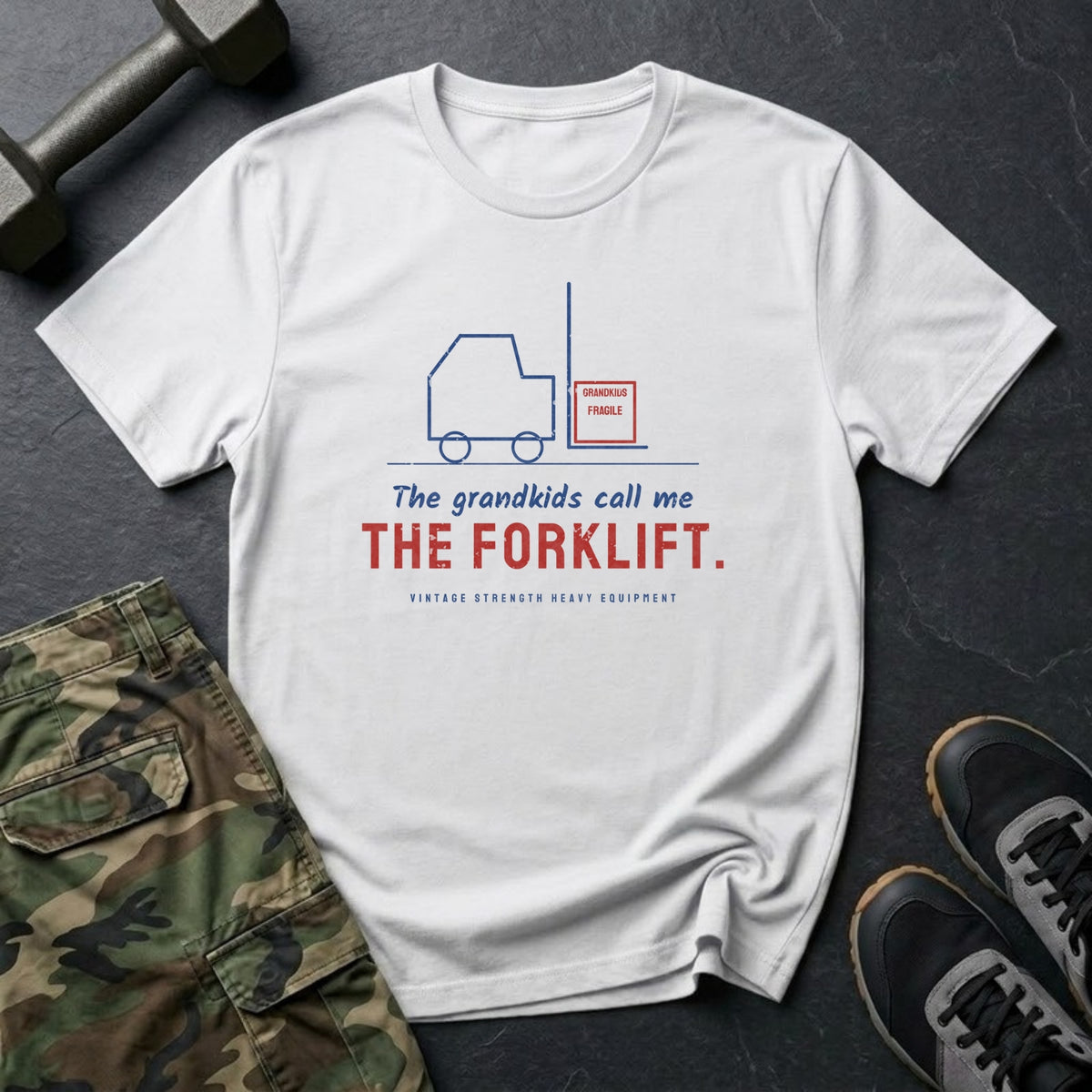 The Grandkids Call Me the Forklift T-Shirt in White