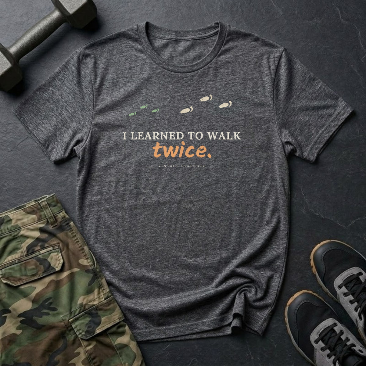 I Learned to Walk Twice T-Shirt in Charcoal
