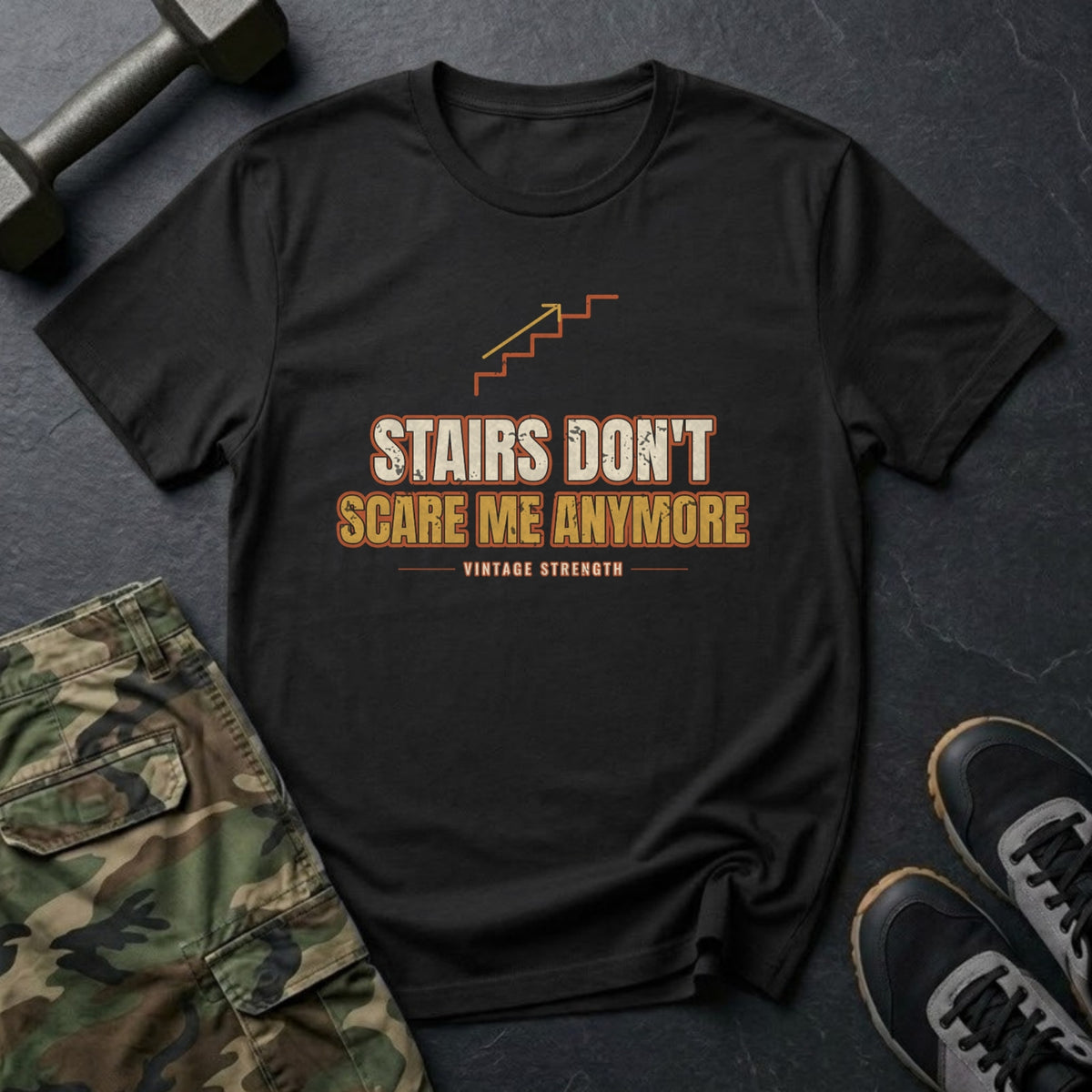 Stairs Don't Scare Me Anymore T-Shirt in Black
