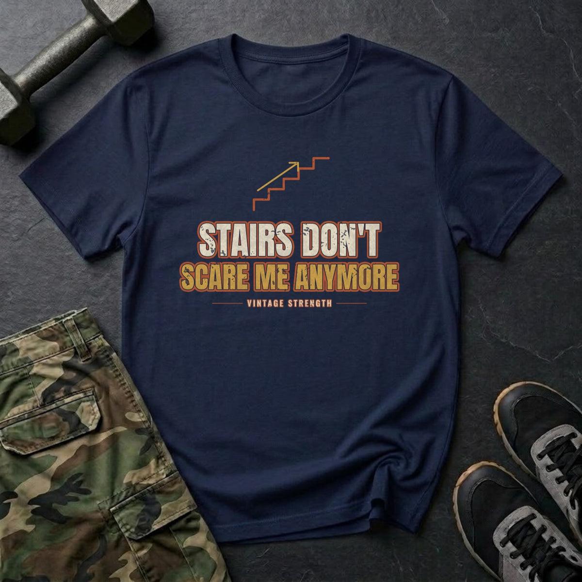 Stairs Don't Scare Me Anymore T-Shirt in Navy