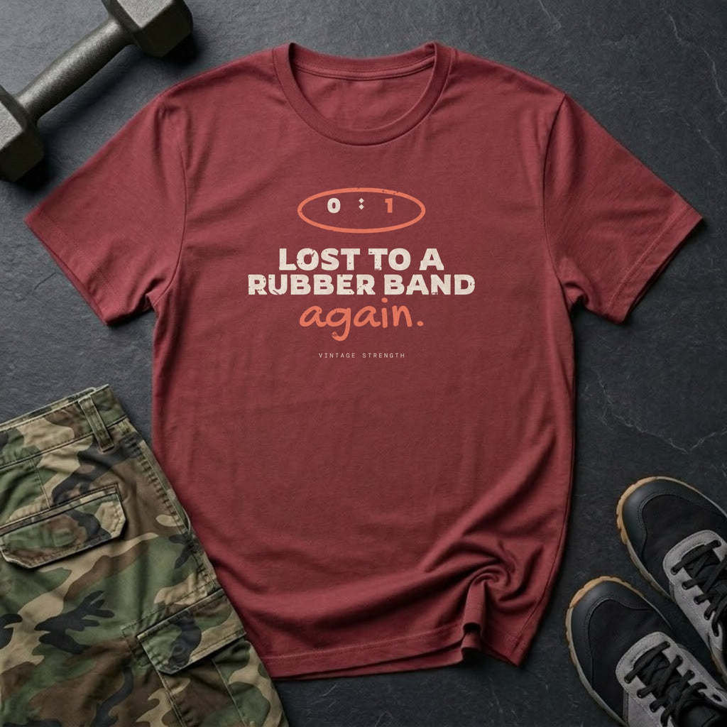 Lost to a Rubber Band Again T-Shirt in Heather Cardinal