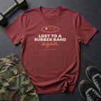 Lost to a Rubber Band Again T-Shirt in Heather Cardinal