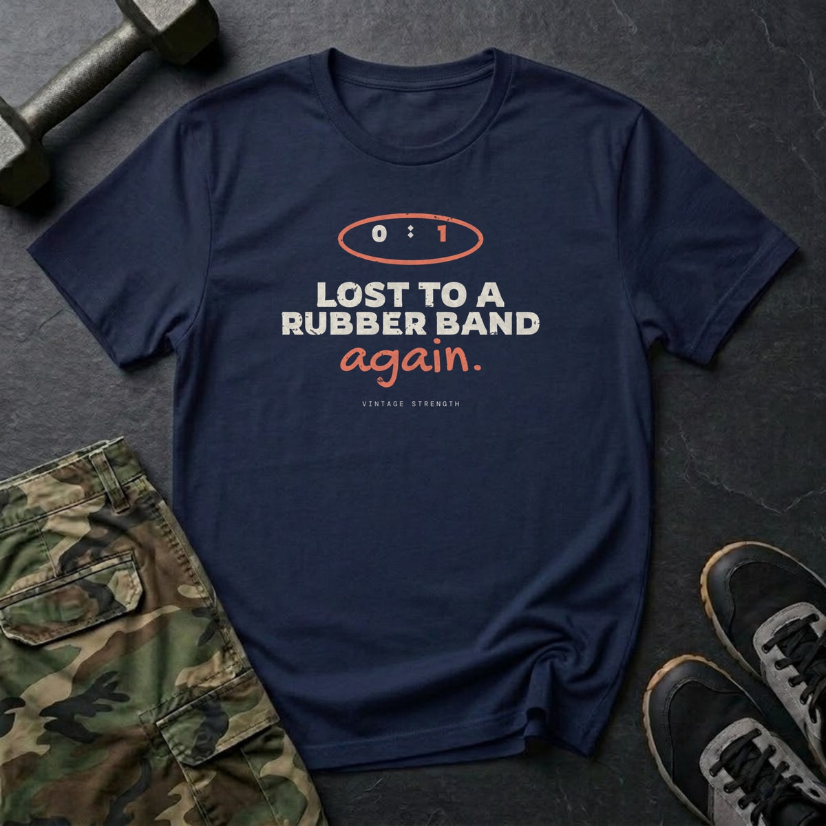 Lost to a Rubber Band Again T-Shirt in Navy