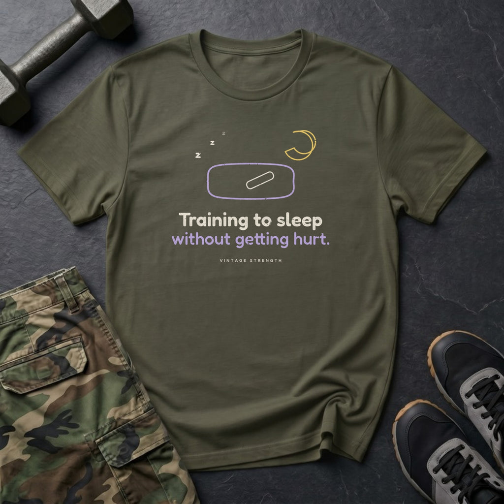 Training to Sleep Without Getting Hurt T-Shirt in Military Green