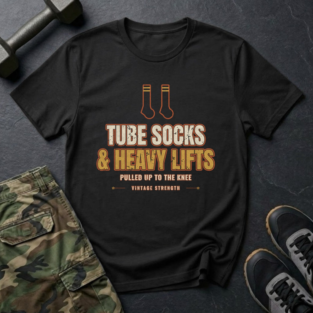 Tube Socks and Heavy Lifts T-Shirt in Black