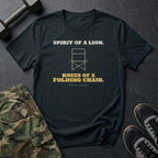 Spirit of a Lion. Knees of a Folding Chair. T-Shirt in Black