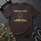 Spirit of a Lion. Knees of a Folding Chair. T-Shirt in Dark Chocolate