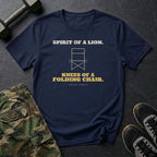 Spirit of a Lion. Knees of a Folding Chair. T-Shirt in Navy