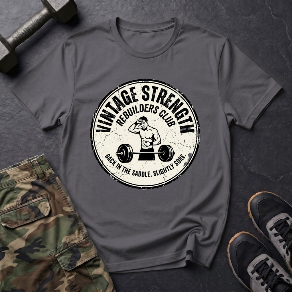 Rebuilders Club: Back in the Saddle, Slightly Sore T-Shirt in Charcoal