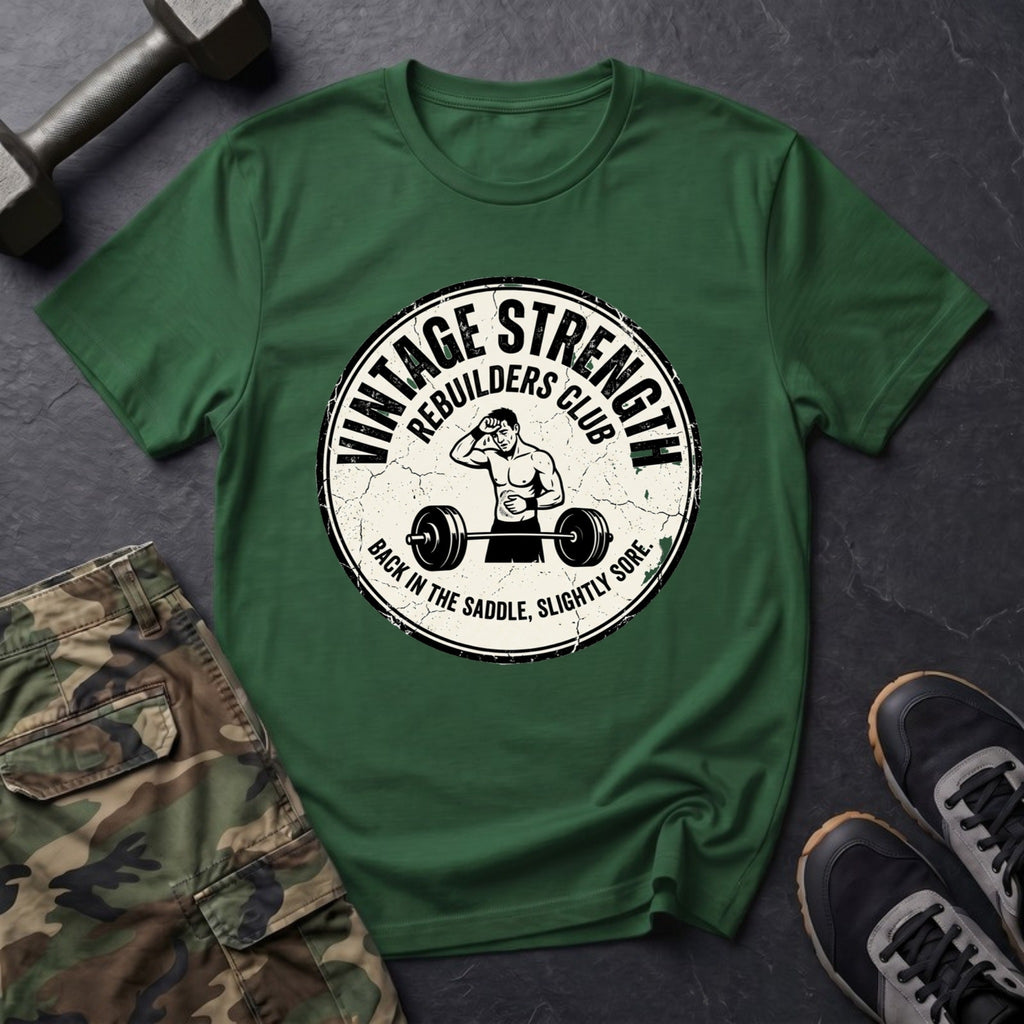 Rebuilders Club: Back in the Saddle, Slightly Sore T-Shirt in Forest Green