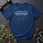 Training for Snow Shovel Season T-Shirt in Heather Navy