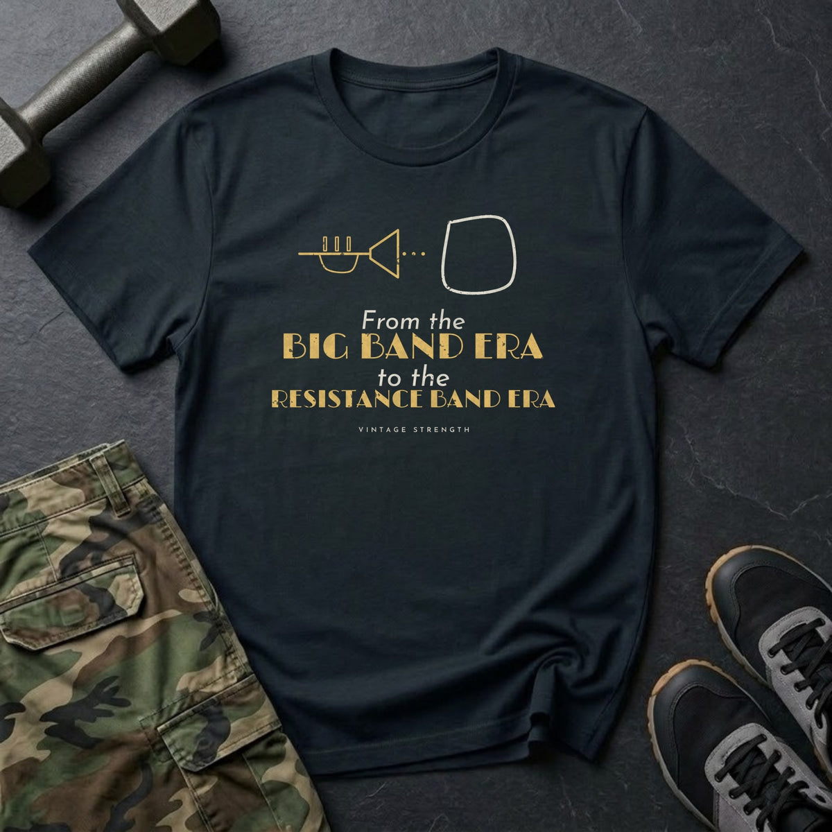 From the Big Band Era to the Resistance Band Era T-Shirt in Black