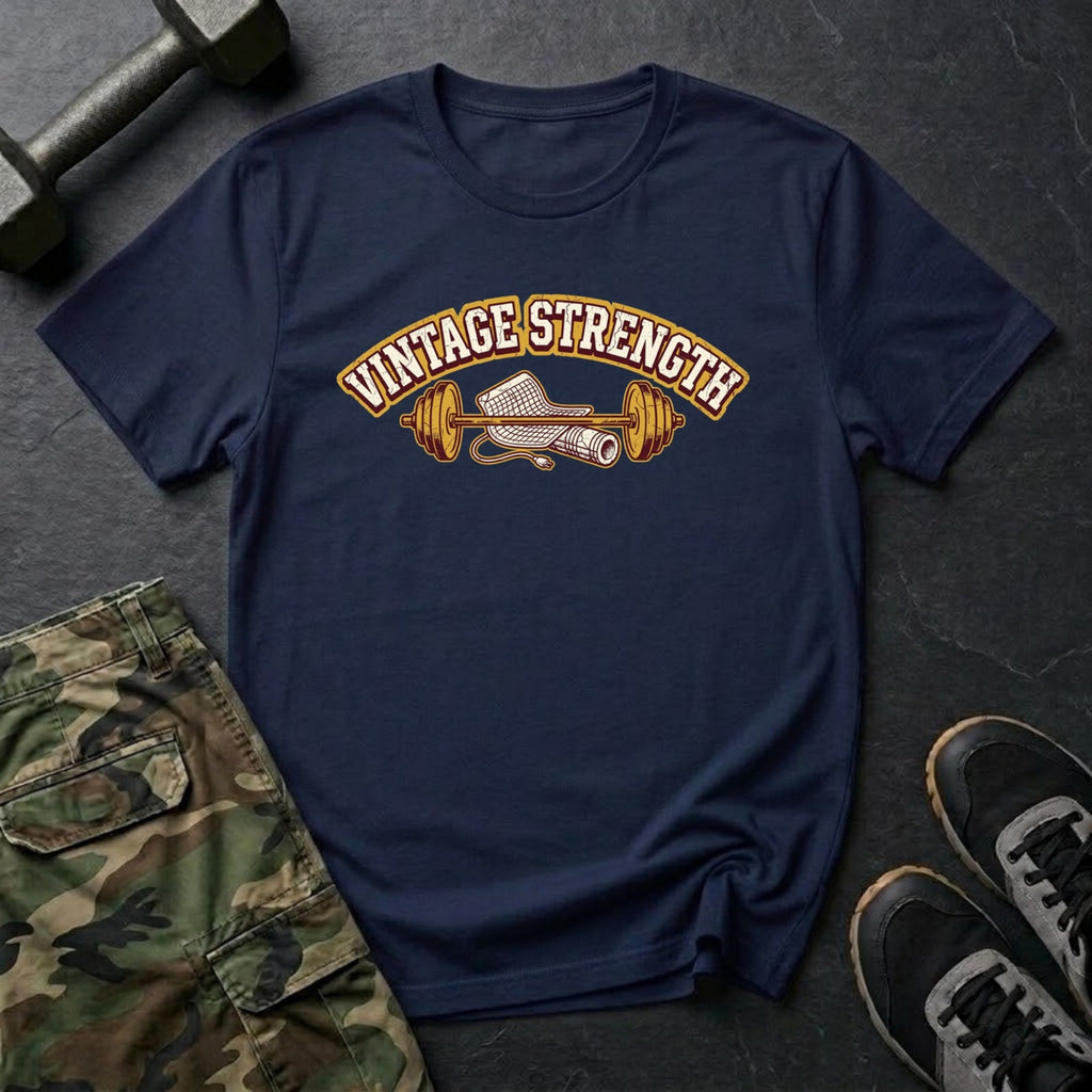 Barbell and Foam Roller - Gym T-Shirt in Navy