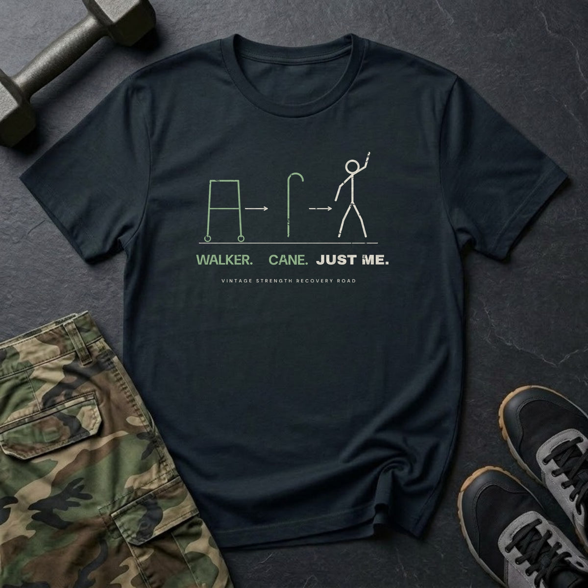 Walker. Cane. Just Me. T-Shirt in Black