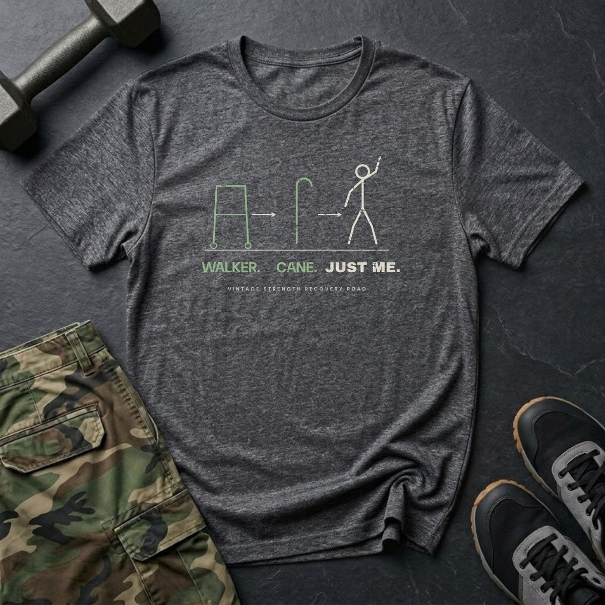 Walker. Cane. Just Me. T-Shirt in Dark Heather