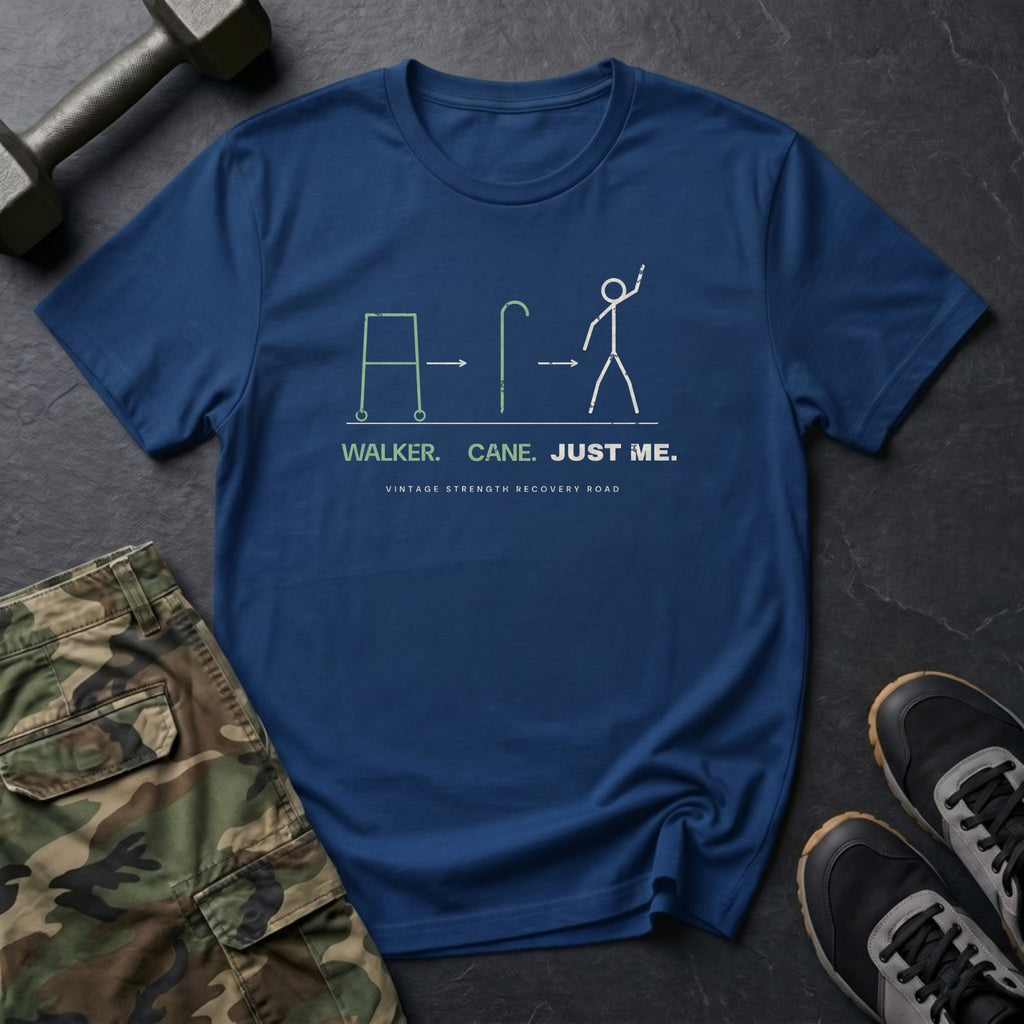Walker. Cane. Just Me. T-Shirt in Heather Navy
