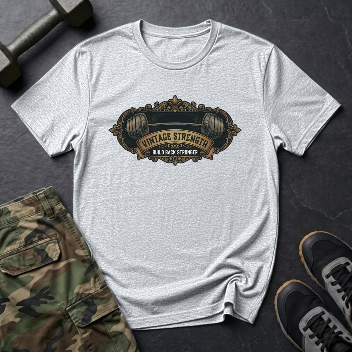 Build Back Stronger - Gym T-Shirt in Ice Grey