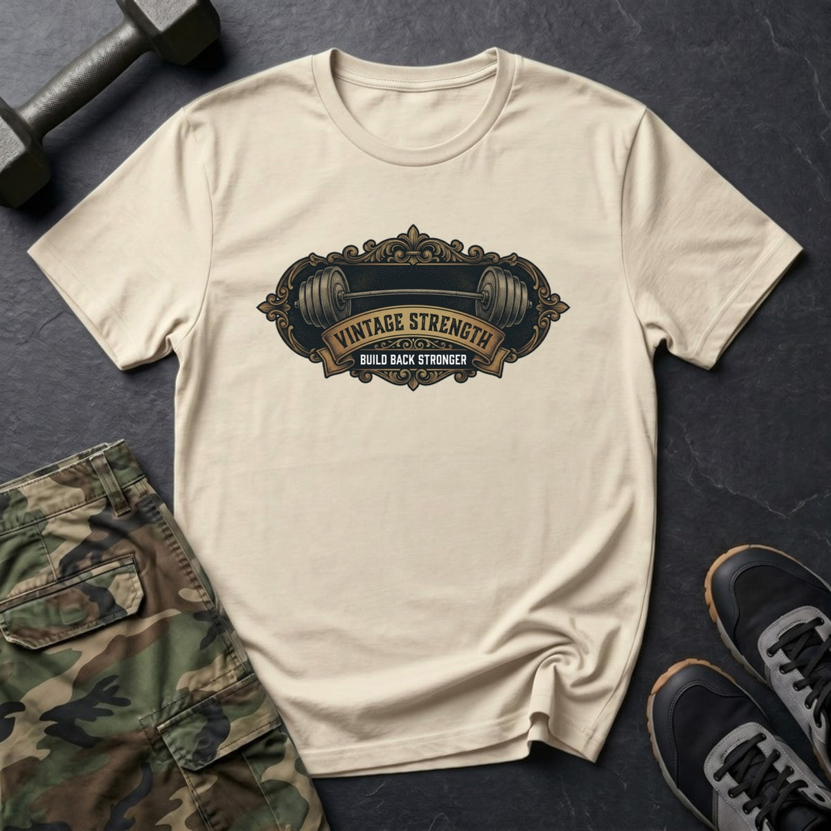 Build Back Stronger - Gym T-Shirt in Sand